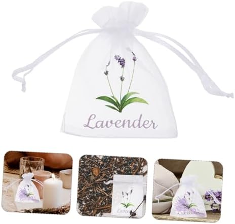 Garneck 20pcs Lavender Sachet Bags Empty Drawstring Mesh Pouches for Herbs and Dried Flowers Refillable Storage