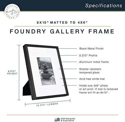 MCS Foundry Metal 8x10 Picture Frame with Hinge Easel Back - Black