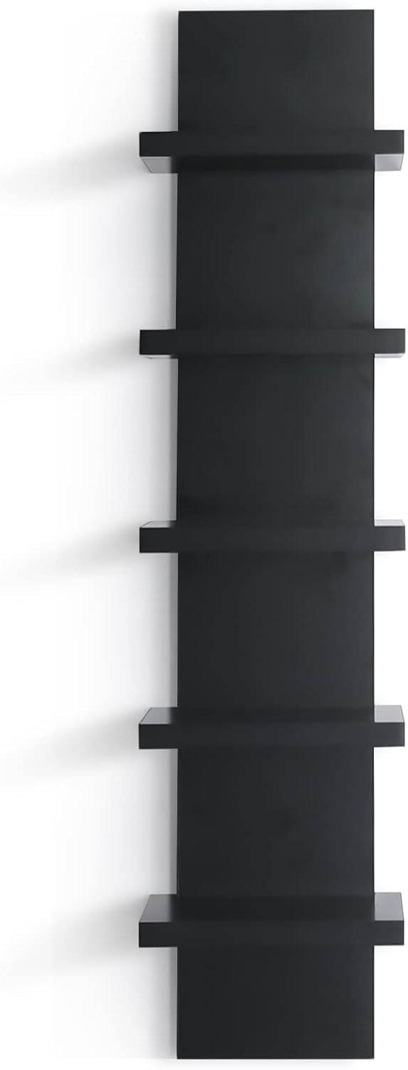 5 Tier Floating Wall Shelves Black Modern Design
