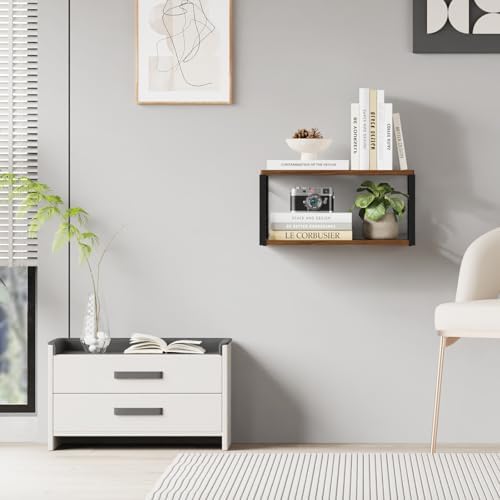 Vintage Brown Floating Nightstand for Bedroom
