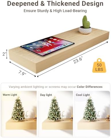 QueenFun White Oak Floating Shelves 2 Inch Thick 2-Piece
