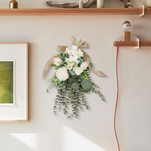Eucalyptus Chrysanthemum Teardrop Wreath for Home Decor