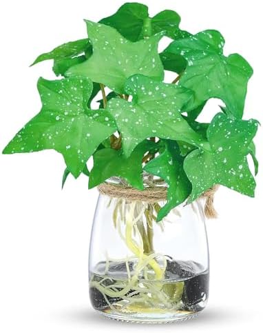 Faux Potted Plants with Realistic Water Glass Vase Decor
