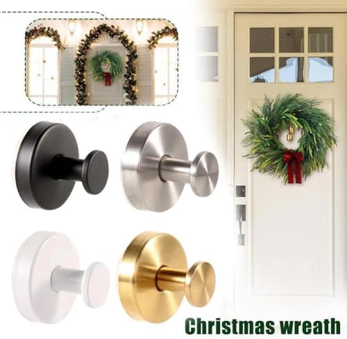 2 Pack Stainless Steel Wreath Hanger - Front Door Garland Hanger with Suction Cup