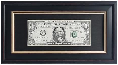 Dollar Bill Frame with Black Mat or Display 4x9 Picture Without Mat