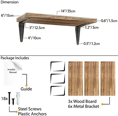 Wallniture Arras Rustic Floating Shelves Set of 3