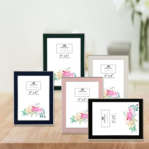 YiPinYin 5x7 Silver Metal Edge Photo Frames Set of 2