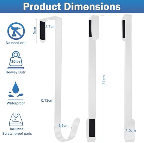 SR ESSENTIALS 12 Wreath Hanger for Front Door White