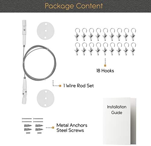 You Have Space TOTART Picture Hanging Kit with 18 Clips and Curtain Rod