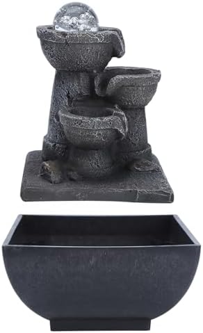 LED Tabletop Fountain with Waterfall and Ball for Home Office Decor