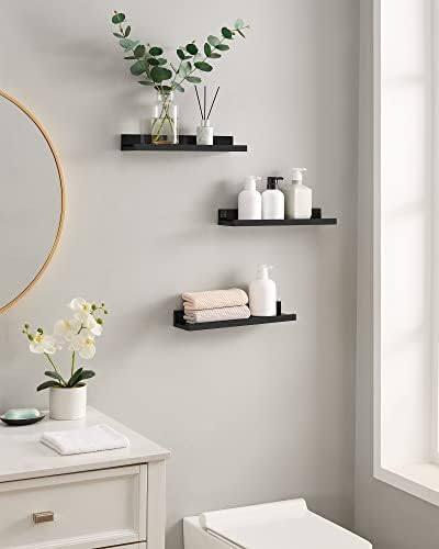 SONGMICS Set of 3 Floating Wall Shelves 15-Inch Wide Black