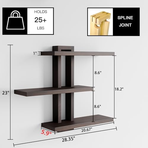 Variable Wood Floating Shelves Set of 3 - Dark Walnut