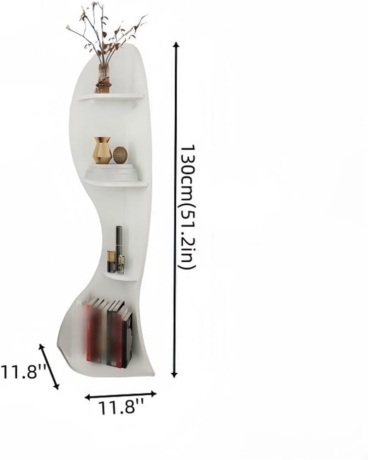 4-Layer Wood Corner Bookcase Storage Display Rack for Living Room