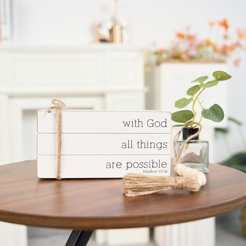 Rustic Farmhouse Decor Books with Wood Beads String