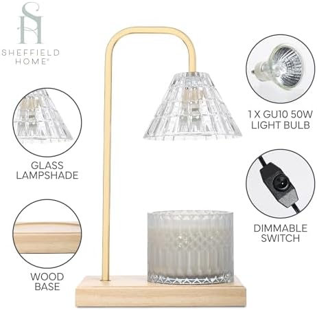 Sheffield Home Glass Candle Warmer Lamp - 12x8 Natural Cone Shape