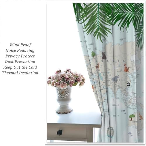 Cute Cartoon Map Curtains for Kids