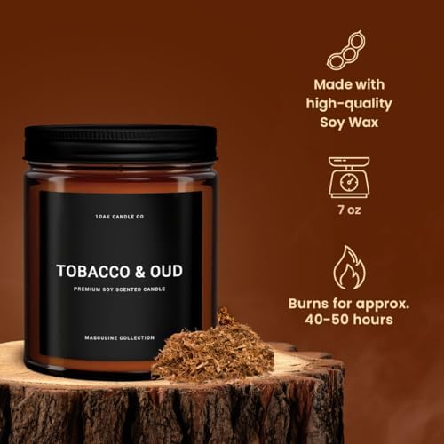1OAK Tobacco Oud Scented Candle Jar 7oz 40hr Burn Time Soy Wax