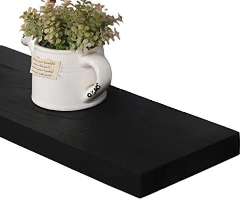 Wood Floating Shelves Set of 6 Black 24 Inch
