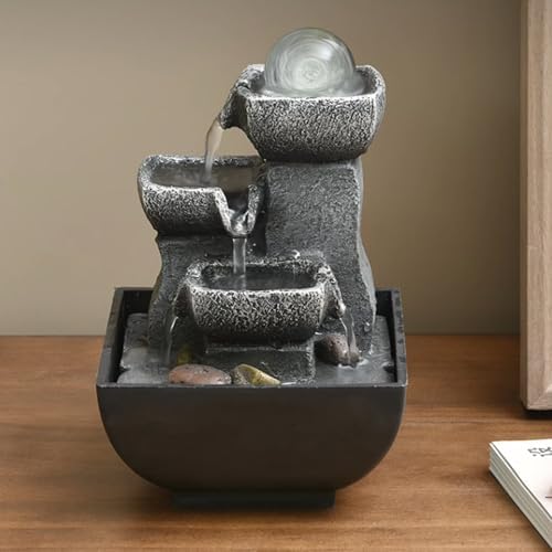 GRFIT Tabletop Fountain with Rotating Beads and Flowing Water