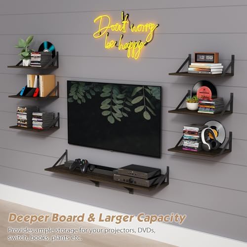 Forbena 12 Inch Deep Floating Shelves Set of 3 Heavy Duty Wall Shelves for Kitchen Storage