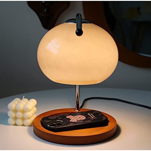 Retro Wood Candle Lamp with Glass Warmer and Dimmable Light
