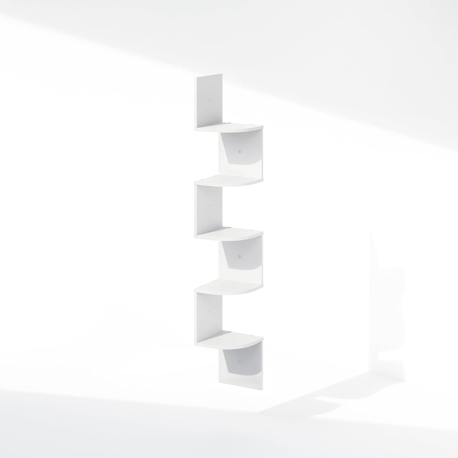 Furinno 5-Tier Floating Corner Shelf White