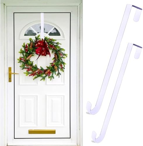 Front Door Garland Hanger 38cm White Wreath Holder for Christmas Decor