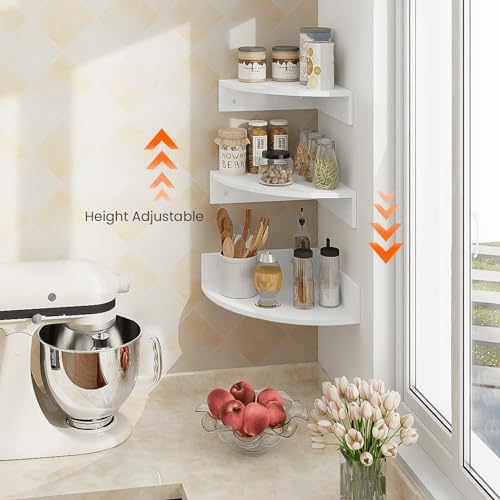 Homode Set of 3 Floating Corner Shelves White
