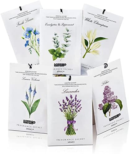 MYARO 12 Pcs Scented Sachets 6 Fresh Scents