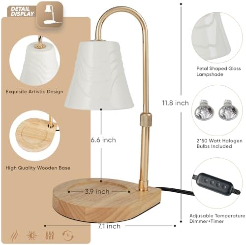 Elegant Candle Warmer Lamp with Timer and Adjustable Height
