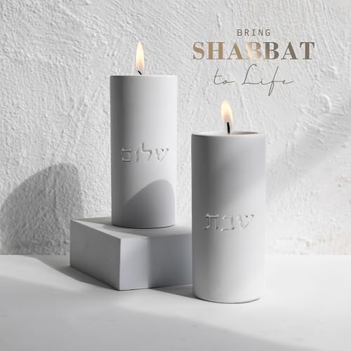 SURI Shabbat Candle Holders Set Modern Minimalist Concrete Tea Light Holders