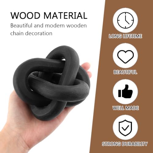 Quixleen Wood Knot Chain Link Decor Black