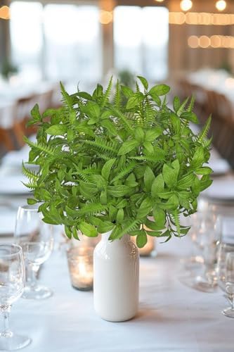 Artificial Fern Mint Leaves Stems Set 5pcs Realistic UV Resistant Decor Plants
