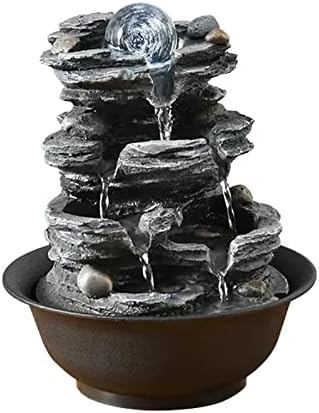 HIHELO Desktop Fountain with Resin Rock and Rotating Ball