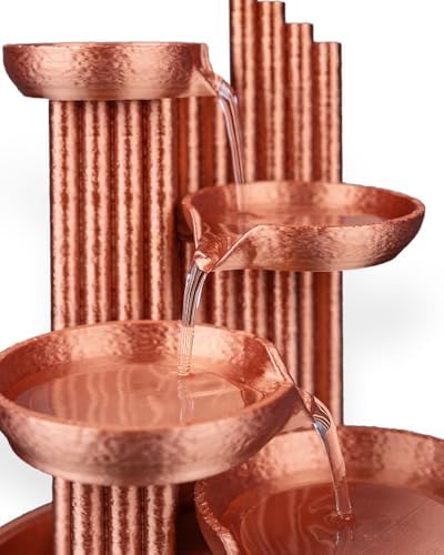 4-Tier Copper-Colored Tabletop Water Fountain with 85W x 85L x 7H Inches