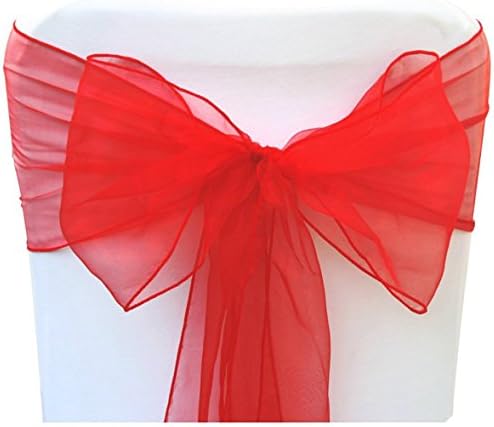 Set of 10 Chair Bows Red Sashes for Decor