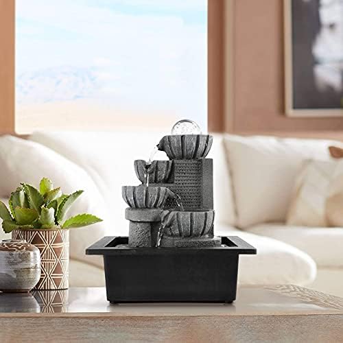 Dyna-Living Indoor Tabletop Water Fountain with LED Lights and Rolling Ball Design