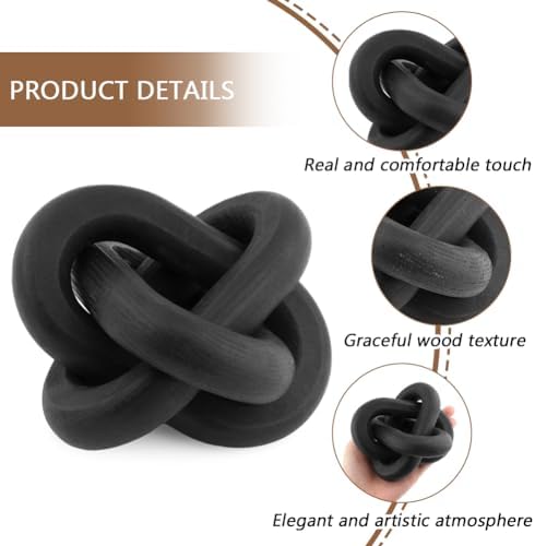 Quixleen Wood Knot Chain Link Decor Black