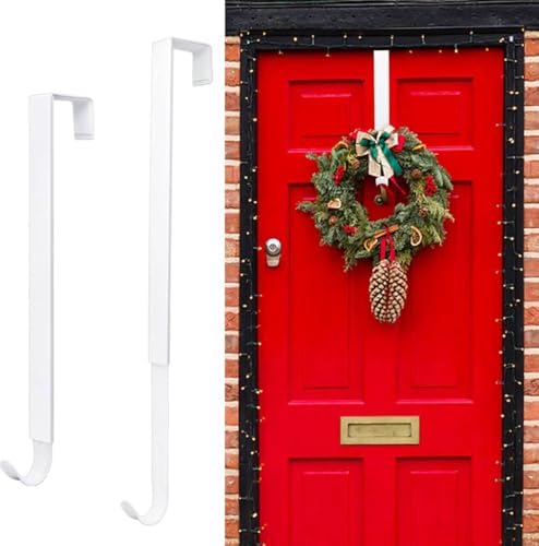 Pseutio Wreath Hanger for Front Door Adjustable 15-25 Inches 20 lbs Capacity White