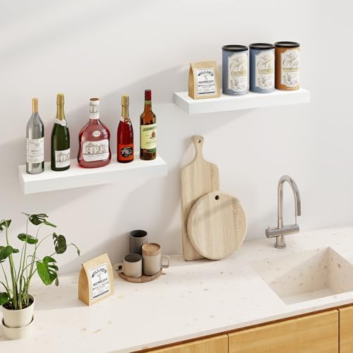 Fun Memories 24 Inch Floating Shelves Set of 2 White