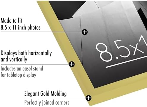 Americanflat 85x11 Gold Picture Frame with Shatter-Resistant Glass