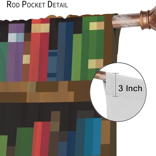 Pixelated Bookshelf Curtain for Kids Bedroom