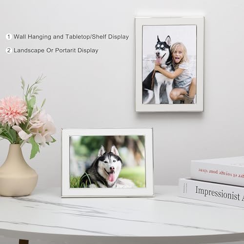 YiPinYin 5x7 Silver Metal Edge Photo Frames Set of 2