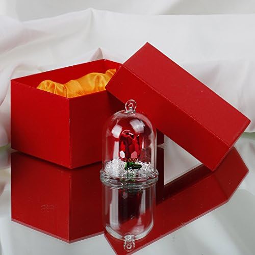 HD Crystal Rose Flower Figurine in Glass Dome