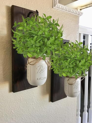 Artificial Fern Mint Leaves Stems Set 5pcs Realistic UV Resistant Decor Plants