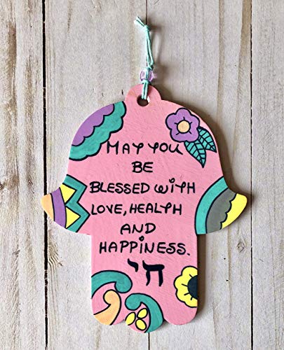Lea Joelle Hamsa Mezuzah Set with Blessing Light Pink