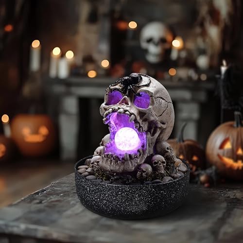 Gothic Skull Water Fountain with LED Light