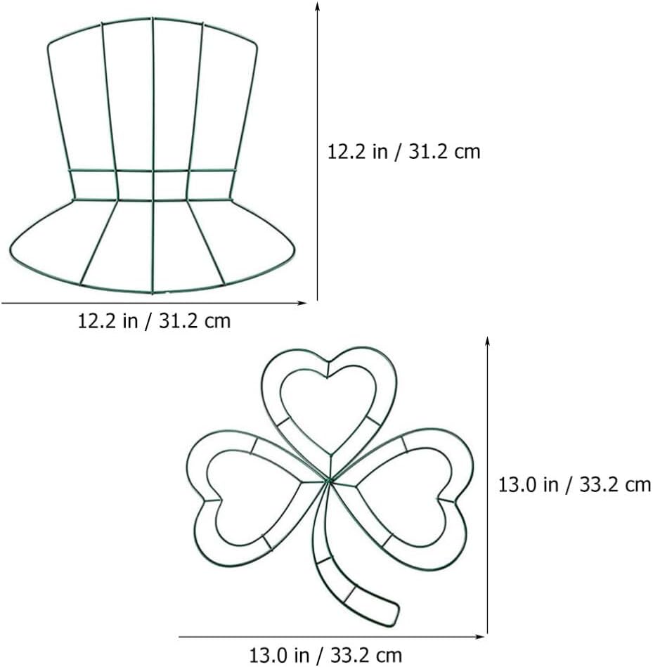 Garneck Irish Decor Flower Wreath 2pcs Shamrock Frame
