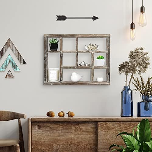 Rustic Multi-Slot Shelf Cube Display 9 Compartment