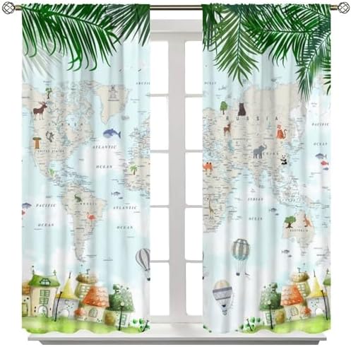 Cute Cartoon Map Curtains for Kids